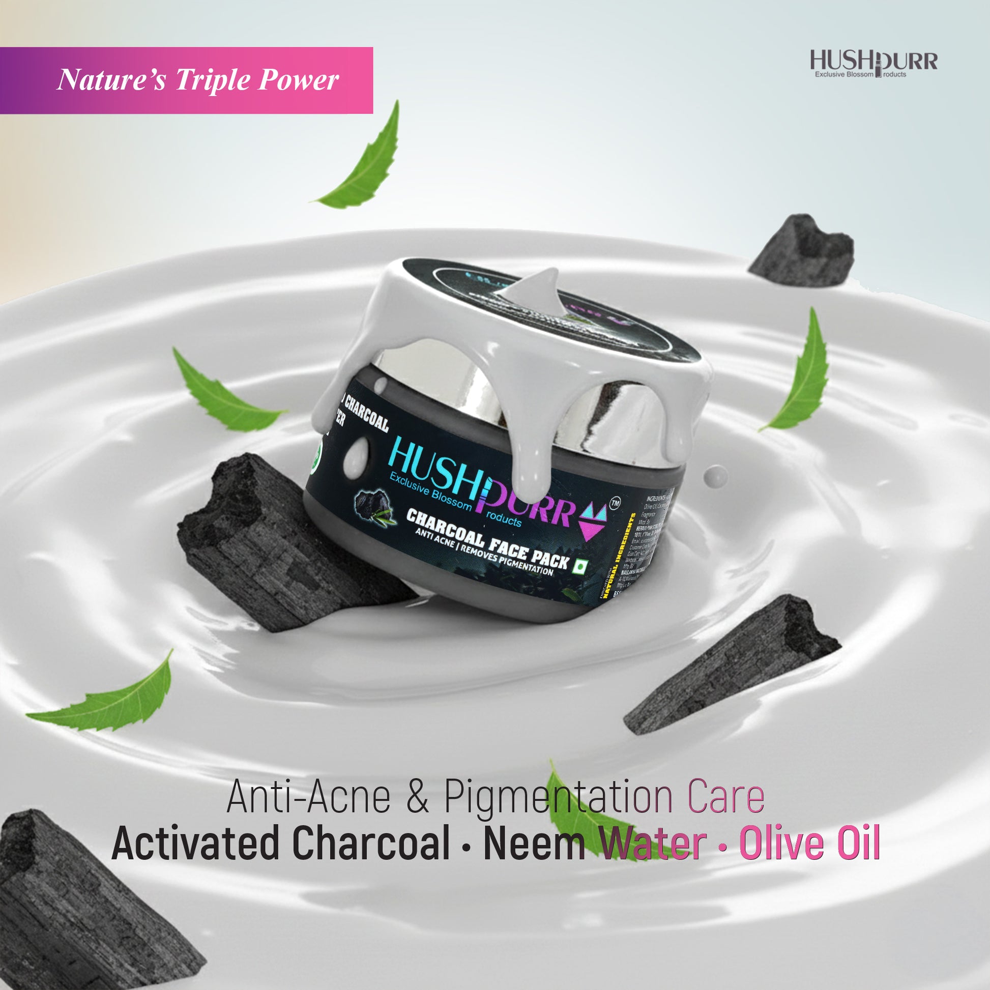 Charcoal face pack for acne removal and oil control