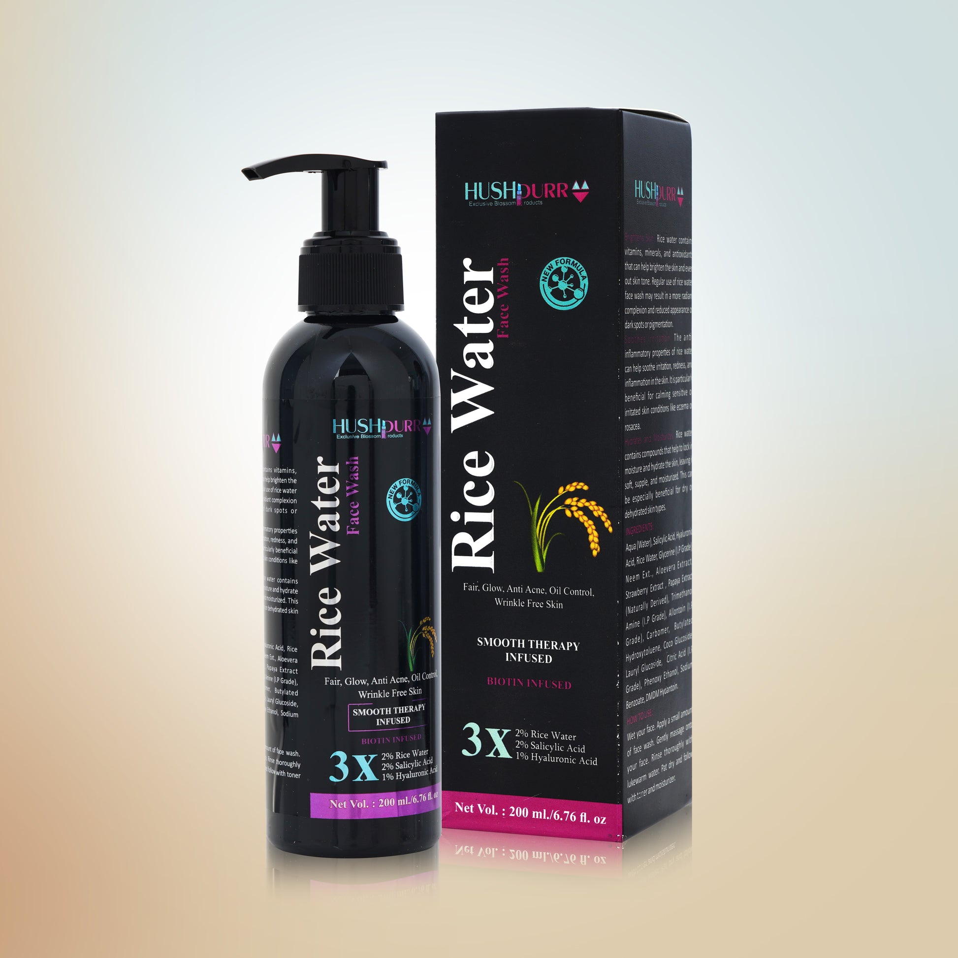 Rice Water Face Wash by HushPurr for brightening and glowing skin